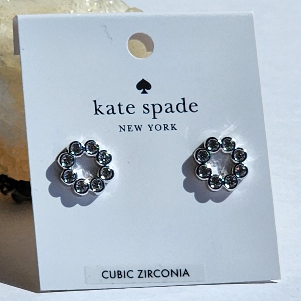 Kate spade Cubic Zirconia Silver Women's Full Circle Studs - Picture 2 of 6